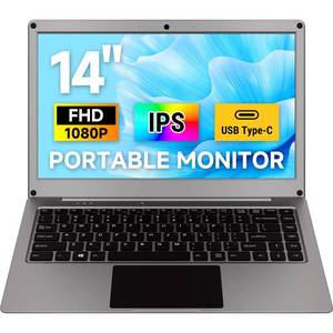 lot 9552 image: ELECROW 14 Inch Portable Monitor with Keyboard, Lapdock 1080P FHD IPS Display with Built-in Battery, USB C External Computer Monitors Compatible with Raspberry Pi, Phone, Mini PC, Mac, Game Console