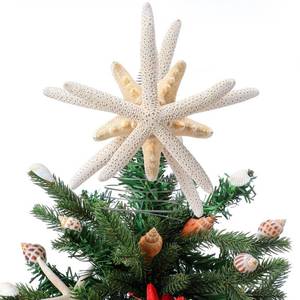 lot 9554 image: Demissle Natural Starfish Tree Topper Beach Christmas Tree Topper 6 Inch Starfish Treetop Decoration Coastal Christmas Holiday Decoration for Sea Beach Themed Xmas Home Decor