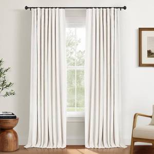lot 9561 image: INOVADAY 100% Blackout Curtains for Bedroom, Black Out Curtains 90 Inch Long, Clip Rings Linen Blackout Drapes, Thermal Insulated Room Darkening for Living Room, 2 Panels - Beige,W50xL90