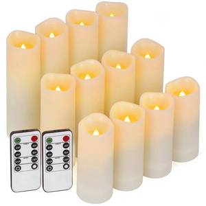 lot 9563 image: Enido 12 Pc Flameless LED Candles with Remote &amp Timer, Outdoor Waterproof, Flickering Electric Warm Lights for Cozy Home &amp Holiday Romantic Decor, Battery Operated for Party(D 2.2 x H 45,6