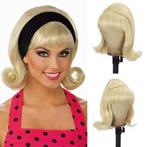 lot 9565 image: Sabosi Blonde Beehive Wig Women Vintage Retro Wig 50s 60s 70s Wig with Bangs for Women Synthetic Hair for Halloween Costume Party