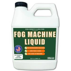 lot 9570 image: Fog Machine Liquid - 32 oz Tillbrook Fog Machine Fluid - High Density & Long-Lasting Fog Juice - Low-Lying, Universal, Water-Based Solution for Spooky Halloween Parties, Haunted Houses, & Concerts
