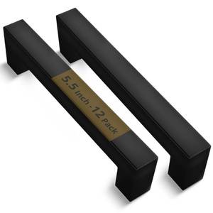 lot 9577 image: Mega Handles 12 pack  I Cabinet Pulls 5.5 Inch, Stainless Steel Cabinet Handle Pulls I Ideal for Kitchen Drawer, Cabinets, Door, Cupboard I Hardware for Cabinets - Hole Distance 5 Inch - Matte Black