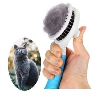 lot 9579 image: Self Cleaning Slicker Brush - Cat Brush Skin-Friendly Deshedding Grooming Massaging Tool for Long & Short Haired Pets, Cat Hair Brushes Easy Removes Undercoat for Dogs Cats Rabbits - UPGRADED, Blue
