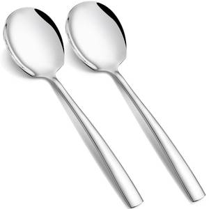 lot 9589 image: Extra Large Serving Spoons Set 11.7-Inch Silver Serving Utensils 188 Stainless Steel Big Metal Spoons for Buffet, Parties, Catering, Banquet - Dishwasher Safe (2-Pack, Silver)