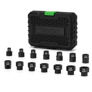 lot 9595 image: TecoTek 14-Piece 38-Inch Drive Metric Low Profile Impact Socket Set, Stubby Socket Set, 6mm-19mm, No Skips Sizes, 6 Point, Cr-Mo, Shorter Socket for Tight Areas