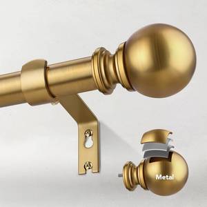 lot 9606 image: IFELS Heavy Duty Curtain Rods for Windows 32 to 60 Inch, 1 Inch Brush Gold Curtain Rods Adjustable and Easy Installation, Decorative Long Curtains Rod with Elegance Design (W9,Gold,32-60)