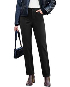 lot 9616 image: GRAPENT Straight Leg Pants Women Womens Soft Corduroy Pants Fall Clothes Black Small Fits US Size 4 to 6