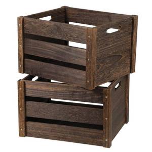 lot 9624 image: Edergoo Wooden Crates 2 Pack, Rustic Handmade Wood Crate with Handles, Durable Large Wooden Crates for Display & Decor, Brown
