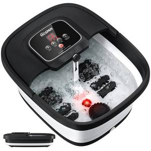 lot 9625 image: HOSPAN Collapsible Foot Spa with Heat, Bubble, Red Light, and Temperature Control, Foot Bath Massager with 8 Shiatsu Massage Rollers, Pedicure Foot Spa for Relaxation and Stress Relief, Black