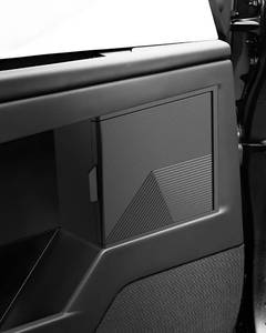 lot 9630 image: Upgraded For Tesla Cybertruck 2PCS Door Built-in Hidden Storage Organizer, Full Surround Design Protect Interior, Magnetic Swing Open Lid, Mini Car Door Garbage Can - Premium Texture & ABS Material