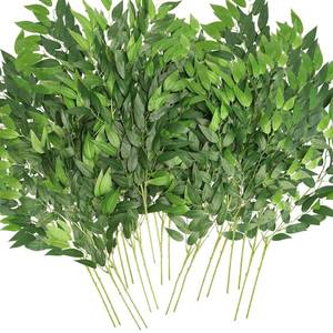 lot 9631 image: WONICE Artificial Italian Ruscus Greenery Stems, 20 Pack Faux Green Leaf Garland Branches Hanging Greenery Spray for Wedding Bouquet Arch Table Centerpiece Home Decor