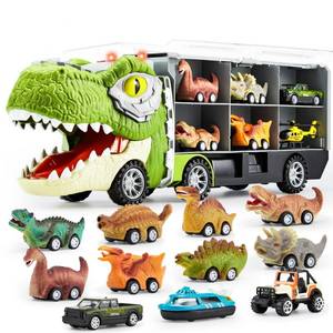 lot 9633 image: JOYIN 13 in 1 Dinosaur Toys for Kids 3-5, Dinosaur Truck with 12 Pull Back Cars, Birthday Gifts Toys for 3 4 5 Year Old Boy, Transport Carrier Truck for Toddlers, Christmas Great Gifts for Grandkids