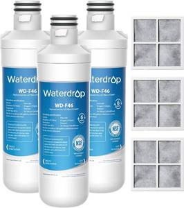lot 9651 image: Waterdrop ADQ747935 LT1000PC Replacement for LG LT1000P�PCPCS ThinQ Refrigerator Water Filter, LFXS26973S, LMXS28626S, LMWS27626S, LFXS28596S, ADQ74793501 and LT120F, 3 Combo