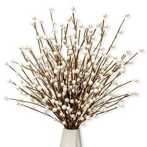 lot 9656 image: MG MagicGarden 24 PCS White Berry Picks 17 Inch Tall Christmas Berry Stems Christmas Tree Branches with White Berries for Xmas Tree Winter Holiday Vase Filler Centerpiece Flower Arrangement