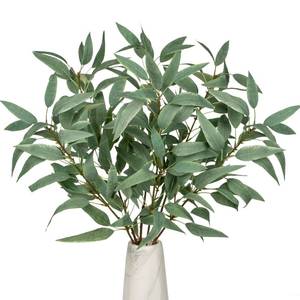 lot 9657 image: Faux Eucalyptus Stems - 34 Long Fake Salix Leaves 6 Pcs Artificial Greenery Stems for DIY Bouquet Arrangements, Centerpieces, Shower Decorations