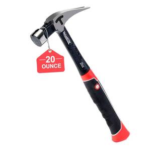 lot 9662 image: Meiwaltee 20 oz Heavy Duty One-piece Forged Hammer, Straight Claw Hammer with Magnetic Nail Holder, Rip Claw Hammer with Milled Face & Shock-Absorbing Reduction Grip