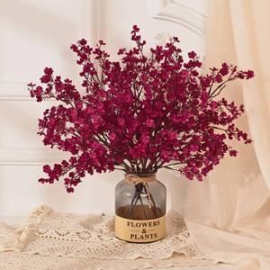 lot 9665 image: Yastouay Fake Fall Flowers Real Touch Silk Flowers, 15Pcs Fall Burgundy Artificial Flowers for Decorations, Babys Breath Artificial Flowers Bulk for Thanksgiving Fall Decor Floral Arrangement