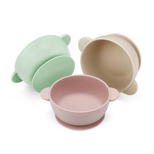lot 9668 image: PandaEar 3 Pack Baby Bowls with Suction Stay Put Silicone Food Bowl for Babies Kids Toddlers Infants Food Grade Soft Safe BPA-Free Silicone (Pink Green Light Tan)
