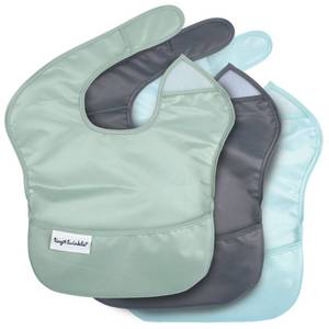 lot 9670 image: Tiny Twinkle Mess-Proof Baby Bibs for Eating  Waterproof, Wipeable Toddler Bibs with Catch-All Pocket  Feeding Bibs for Girls & Boys(3 Pack,Sage, Charcoal)