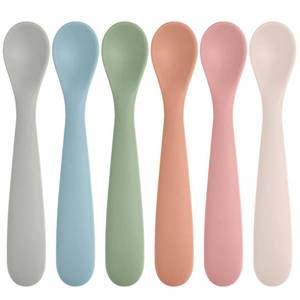 lot 9671 image: Eascrozn 6 Pack Silicone Baby Spoons, Baby Spoons Self Feeding 6 Months, BPA Free, Soft Tip Baby Utensils Feeding Spoon, Baby Led Weaning Supplies, Dishwasher and Boil Safe