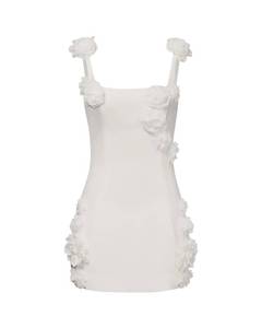 lot 9677 image: JW PEI Womens Elaina White Rosette Applique Mini Dress - White