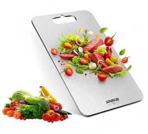 lot 9680 image: APMRQIB Titanium Cutting Boards for Kitchen, 100% Pure Titanium Cutting Boards Double Sided Non Toxic Cutting Board, Hygiene Durable Dishwasher Safe 10.3x6.3