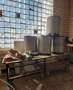 lot 2666 image: Assorted Lot W Industrial Motor, Filters, Industrial Table, and More