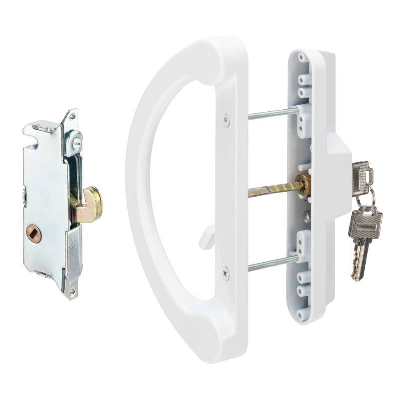 lot 25347 image: HILLMASTER Sliding Glass Door Handle with Mortise Lock and Key Cylinder,Patio Door Lock with Key Replacement Patio Door Handle Set Sliding Door Lock Fits 3-1516 Screw Hole Spacing,Reversible Design
