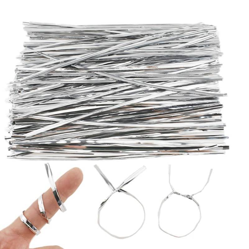 lot 27954 image: HAHIYO 300Pcs 8inches Silver Metal Twist Ties Bread Candy Coffee Bag Ties Plant Garden Twist Ties for Cellophane Treat Bags Gift Wraping Bags Plastic Bags Halloween Party Cake Present Art Crafts
