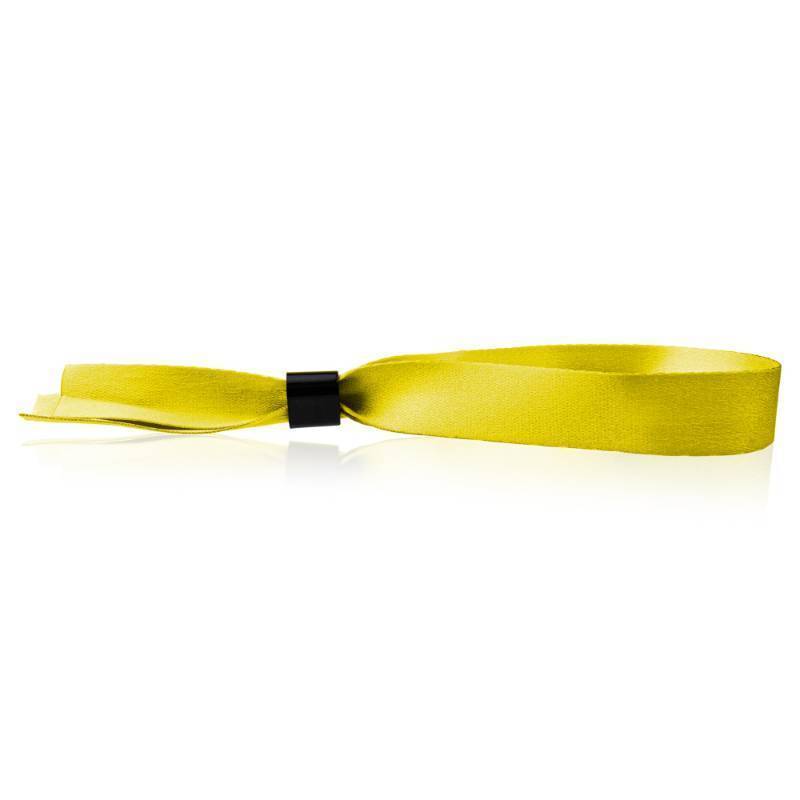 lot 27974 image: Wristco 100 Yellow Cloth Event Wristbands Plastic Closure to Prevent Transfer or Reuse Premium-Grade Fabric Bracelets for Party Entry, Summer Camp, VIP Identification, Drink Ticket ID