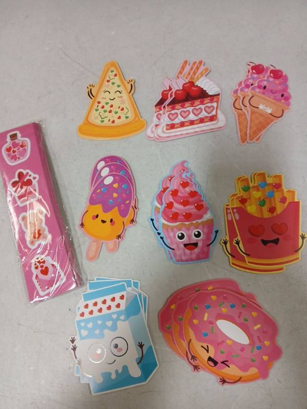 lot 28422 image: Snack Theme Valentines Cards and Stickers 24pk