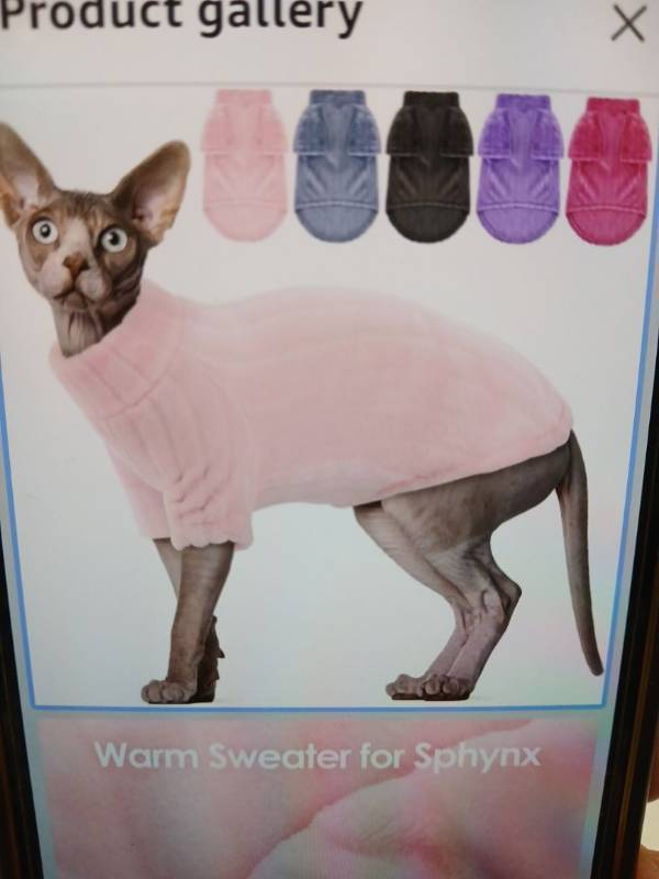 lot 28441 image: Sweater for Cats Hairless Sphynx Sweater Pink XL