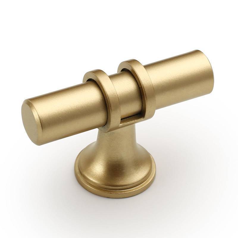 lot 36077 image: Amerdeco 8 Pack Brushed Gold Cabinet Knobs & Pulls - 2 Inch T Bar Kitchen Cabinet Hardware Drawer Pulls ZH0058