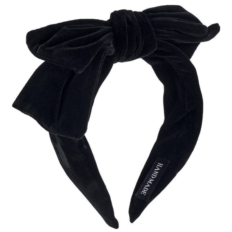 lot 37203 image: Bow Headband for Women Girls Kids Black Velvet Knotted Headband Non Slip Embellished Wide Top Knot Hairband for Thin Thick Long Short Curly Hair Accessories Party Decoration Fashion Hair Bow Head Wear