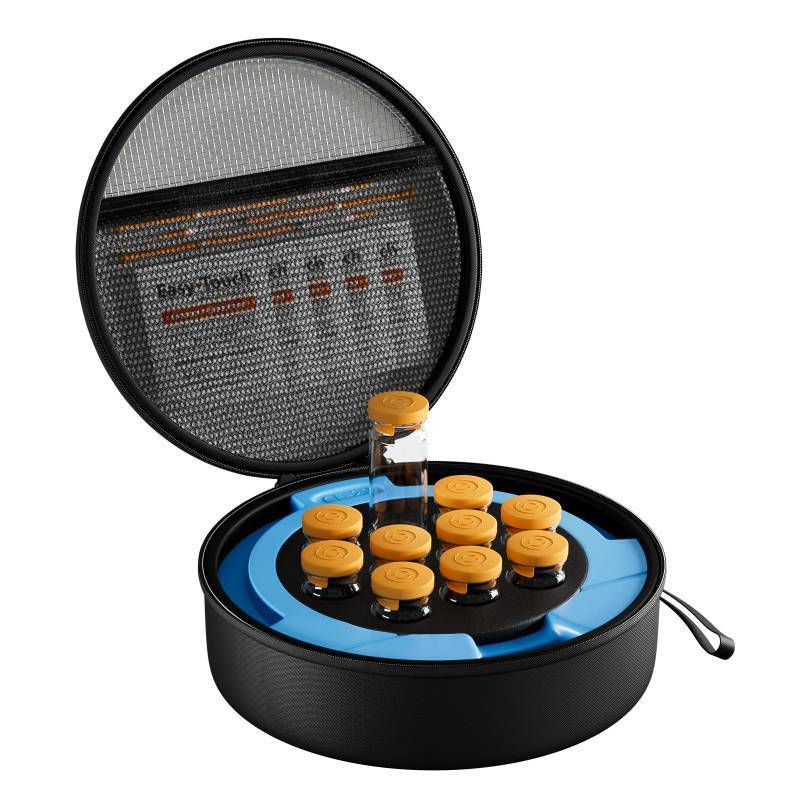 lot 37923 image: ProCase 10 Slots Insulin Vial Cooler Travel Case with Ice Brick, Hard Peptide Storage Carrying Holder for Short Standard 10ml U-100 Vials Bottles, Diabetic Supplies Kits Cooling Organizer Container - Retail $20