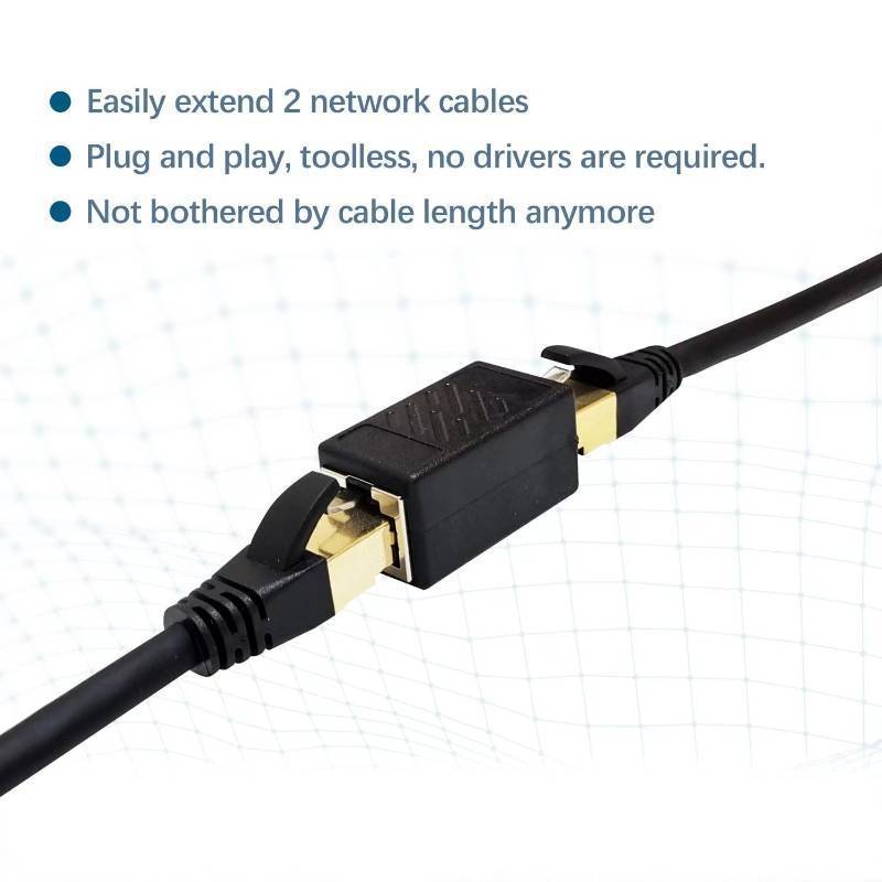 lot 37944 image: EZYUMM 2 Pack Ethernet Coupler, Premium Gold Plated Ethernet Extender, RJ45 Coupler Female to Female for Cat7 Cat6 Cat5 Cat5e Network Cable - Retail $5