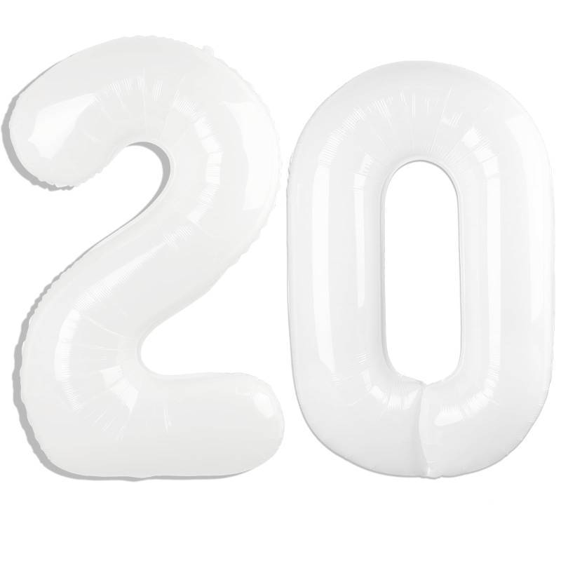 lot 37947 image: 40 Inch White Number 20 Digital Balloon,Jumbo Mylar Foil Helium Balloon for 20 Balloons for Birthday Party,Wedding Anniversary Party Decorations - Retail $9