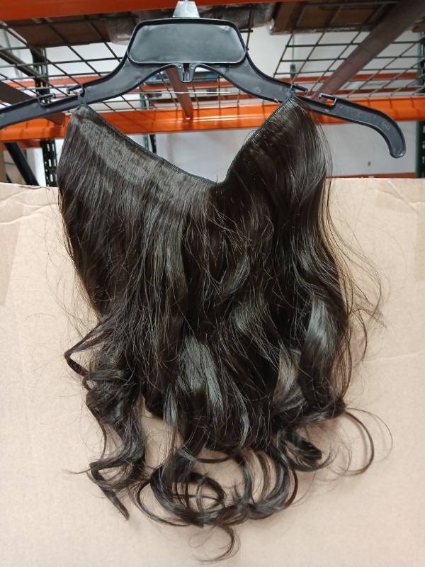 lot 38983 image: Black Wavy Halo Hair Extensions  - Retail $75