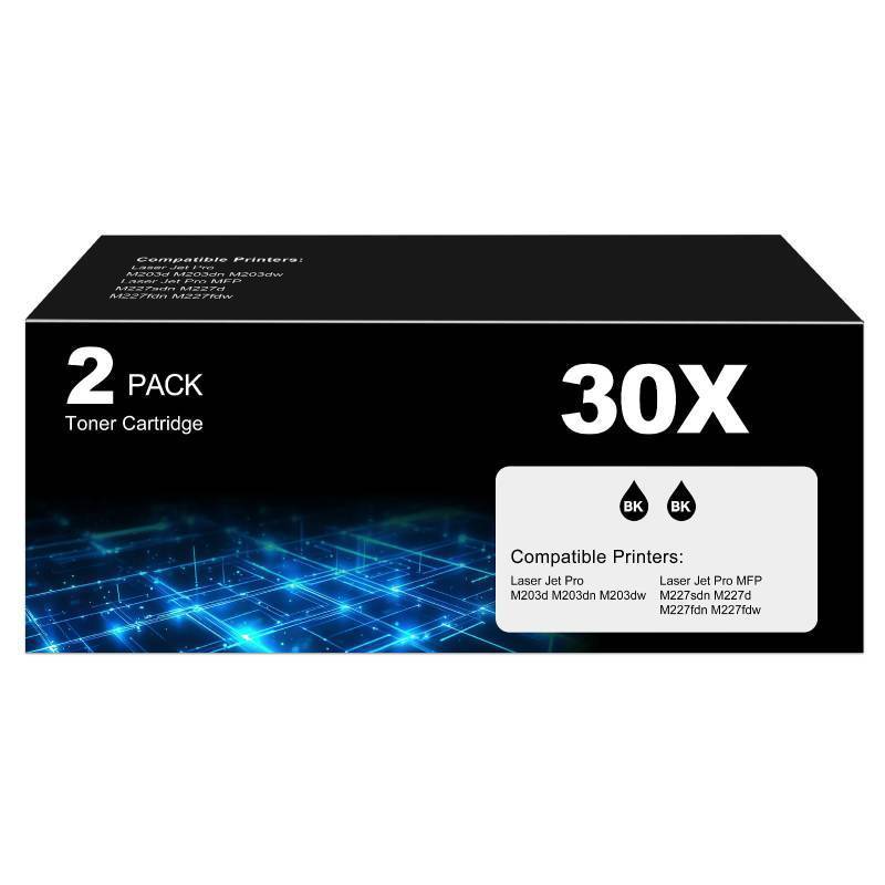 lot 47496 image: 30X Toner Cartridges Black for HP 30X 30A CF230X CF230A Printer Laser Jet Pro M227fdn M203dw Toner Cartridge Laser Jet Pro MFP M227fdn M227fdw M227sdn M227d Pro M203dw M203d M203dn HP30X Toner 2 Pack - Retail $250