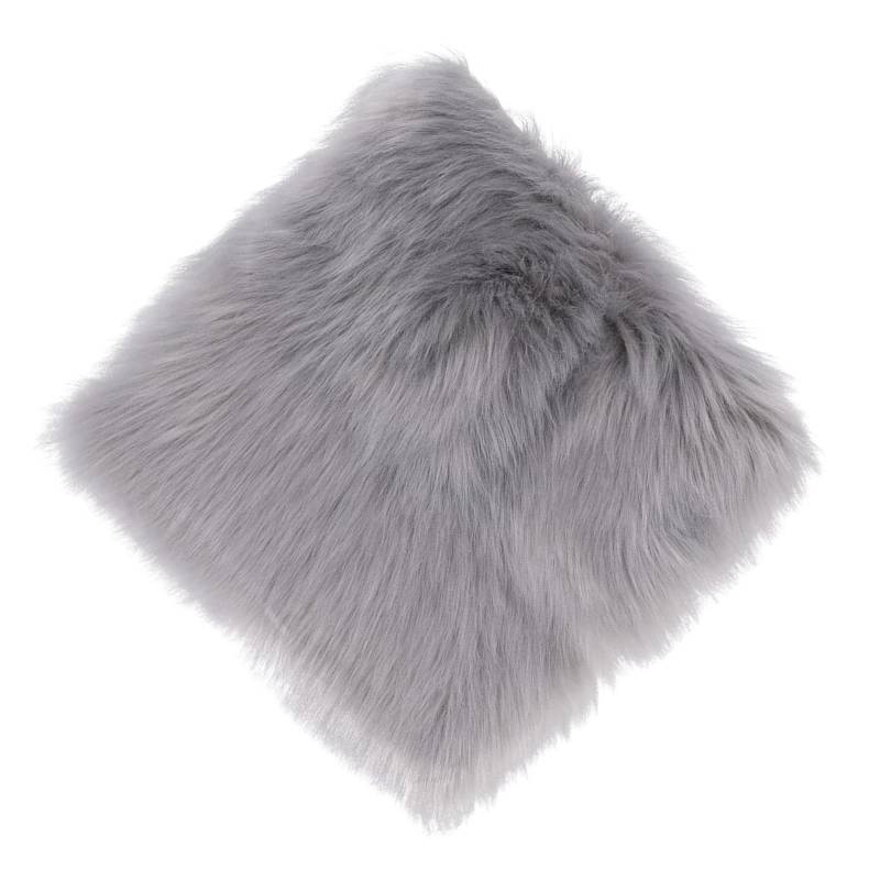 lot 53895 image: NINGDAN 12inch Square Small Faux Fur Sheepskin Cushion Soft Plush Area Rug,Photo Background for Small Product Desktop Photography,Display and Decor,Jewelry,Nail Art,Locker Accessories (Grey) - Retail $10