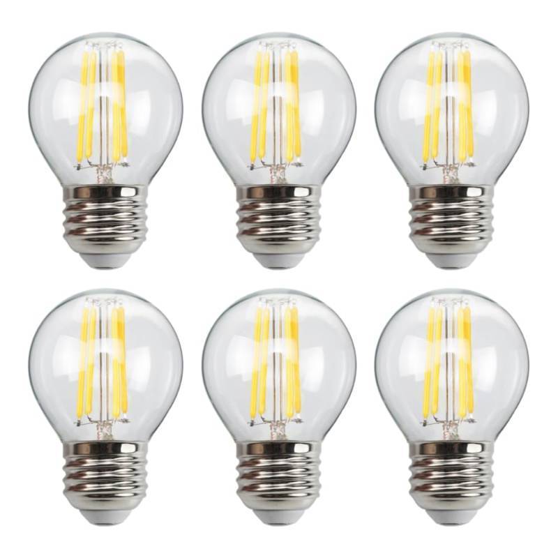 lot 56672 image: 6-Pack G45 E26 LED Small Globe Bulbs 40Watt Equivalent, 2700K Warm White, 400Lumens, 4W G16.5 Vintage Chandelier Light Bulbs, Non-Dimmable, LED Filament Clear Glass Candle lamp for Home Office Decor - Retail $16