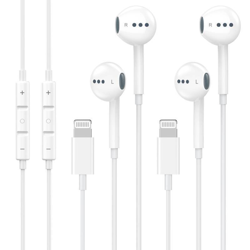 lot 28539 image: 2 Pack Wired Headphones for iPhone Earbuds with Built-in Microphone & Volume Control HiFi Stereo Nosie Reduction Earphones for iPhone 14 13 12 11 Pro Max XS XR X 8 7 6, Plug and Play, Support All iOS