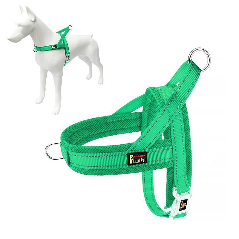 lot 28549 image: Plutus Pet No Pull Dog Harness with Breathable Mesh Padded, Adjustable Reflective Escape Proof Dog Harness, Quick Fit Dog Vest Harness for Small Medium Large Dogs(L, Green)