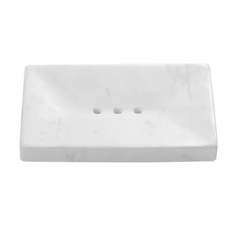 lot 56803 image: StonePlus Natural Smooth Real Marble Soap DishFacial Sponge HolderBathroom Makeup Sponge Tray with Draining Hole (Volakas White)