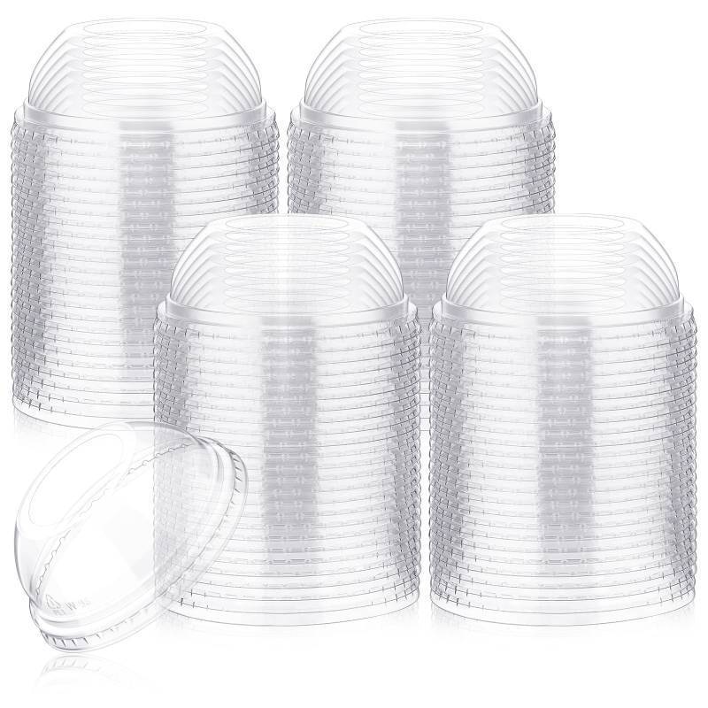 lot 56815 image: LemonRoad 100 Packs 98 mm Dome Lids Wide Hole Plastic Cold Cup Lids Disposable Clear Dome Cap for 16-24 oz Plastic Cups
