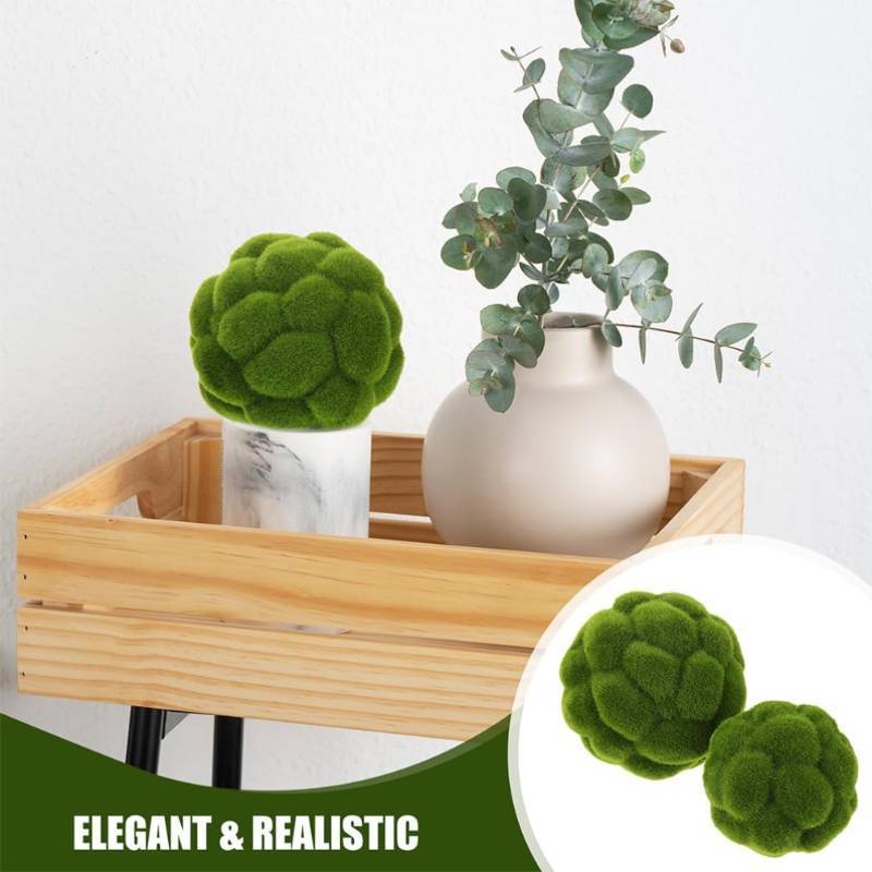 lot 28500 image: Cabilock Artificial Topiary Ball 5.9In Faux Green Moss Orb Decorative Plant Ball for Home Garden Wedding Party Decor