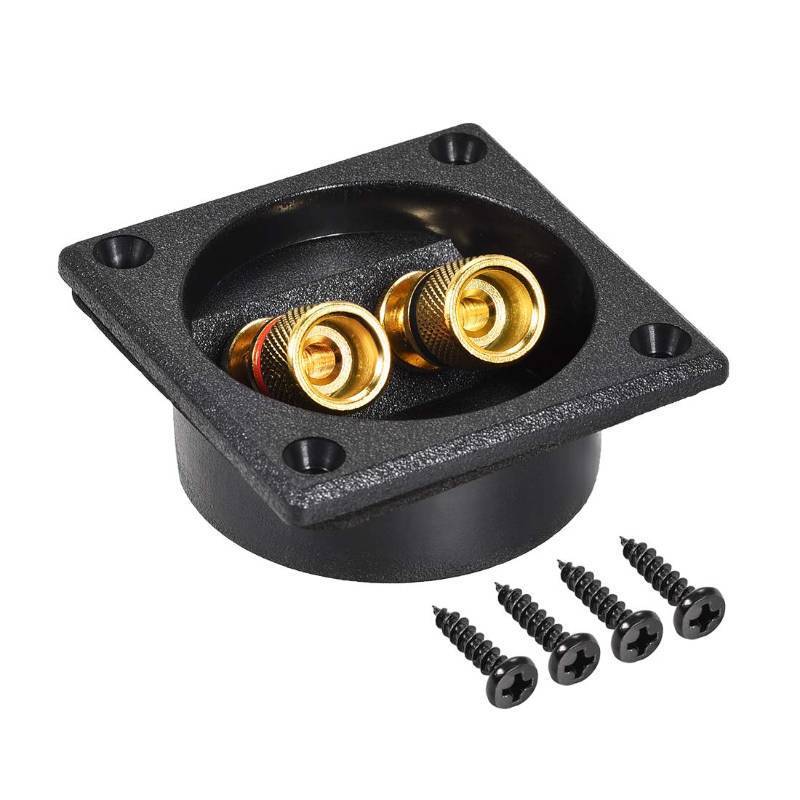 lot 28506 image: uxcell 2-Way Square Speaker Box Terminal Binding Post Stereo Screw Connectors Subwoofer Plugs Black 1pcs