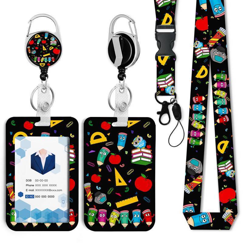lot 28515 image: Cute Teacher Owl Badge Holder with Retractable Reel and Breakaway Lanyard Badge Clips Retractable Heavy Duty Badge Reel Funny Keychain ID Holder with Breakaway Lanyard for School Nurse Office Teen