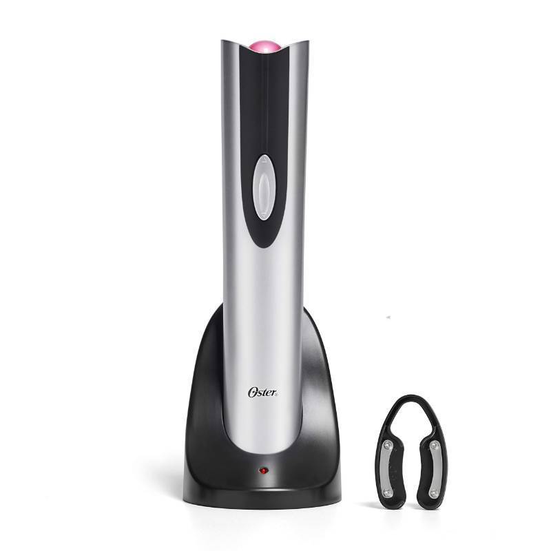 lot 47529 image: Oster Cordless Electric Wine Bottle Opener with Foil Cutter, Silver Tested Works